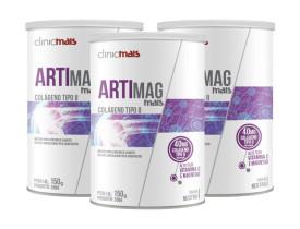 Colágeno Artimag Tipo II 40 mg por porção em Pó 150g Kit com 3