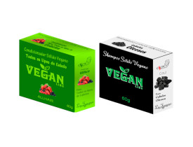 Shampoo Sólido Carvão + Condicionador Solido Frutas Vermelhas Vegan Line-