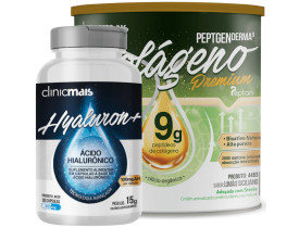 Kit com Colágeno Hidrolisado 9g Silício Orgânico Limão Siciliano 300g + Ácido Hialorônico 30 Caps 500 mg