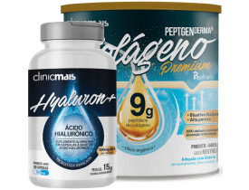 Kit com Colágeno Hidrolisado 9g Silício Orgânico Neutro 300g + Ácido Hialurônico 30 Caps 400 mg