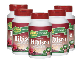Hibisco com Gengibre 90 comprimidos de 500mg Kit com 5 Frascos