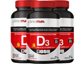 Vitamina D3 Óleo 30 cápsulas de 500mg Kit com 3