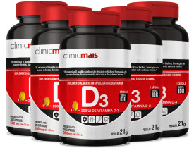 Vitamina D3 Óleo 30 cápsulas de 500mg Kit com 5