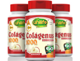 Colágeno Hidrolisado com Vitamina C 60 Comprimidos de 1000mg Kit com 3