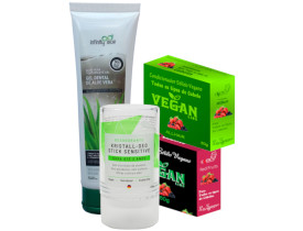 Kit Vegano Shampoo e Condicionador Sólidos + Gel Dental e Desodorante Stick