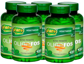 Oligo-fos Prebiótico Ativo Vegano 120 cápsulas de 550 mg kit com 5