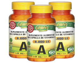 Vitamina A Retinol 60 cápsulas de 500mg Kit com 3