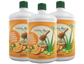 Suplemento de Vitamina C Sabor Babosa Aloe Vera com Laranja Mel e Geleia Real 1L Kit com 3 - Infinity
