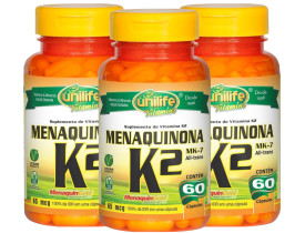 Vitamina K2 Menaquinona 60 Capsulas de 500mg Kit com 3